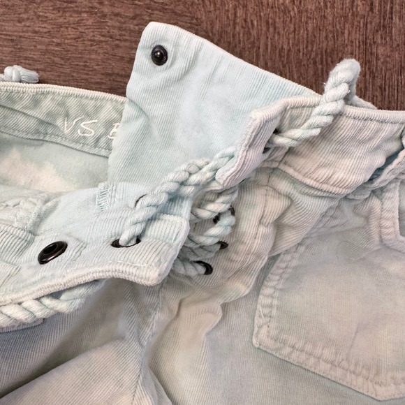 Victoria's Secret Boyfriend Short Corduroy Lace Up Blue Acid Wash Size 8 - Picture 13 of 13